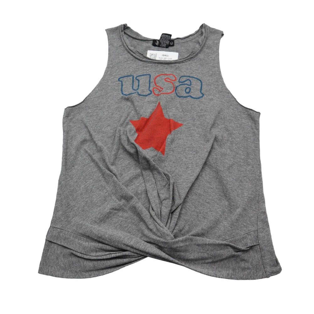 USA Shirt Womens L Gray Miss Chievous Sleeveless Round Neck Graphic Print Tank